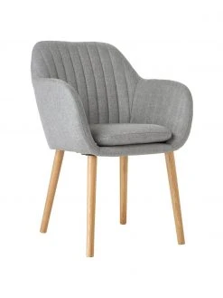 Armlehnstuhl Emilia in Hellgrau mit Holzbeinen, B 57 x T 59 cm