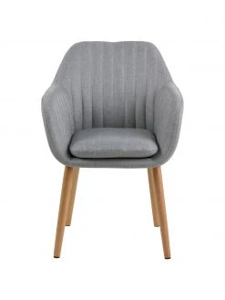 Armlehnstuhl Emilia in Hellgrau mit Holzbeinen, B 57 x T 59 cm -Esszimmer Verkäufe Armlehnstuhl Emilia in Hellgrau mit Holzbeinen 5