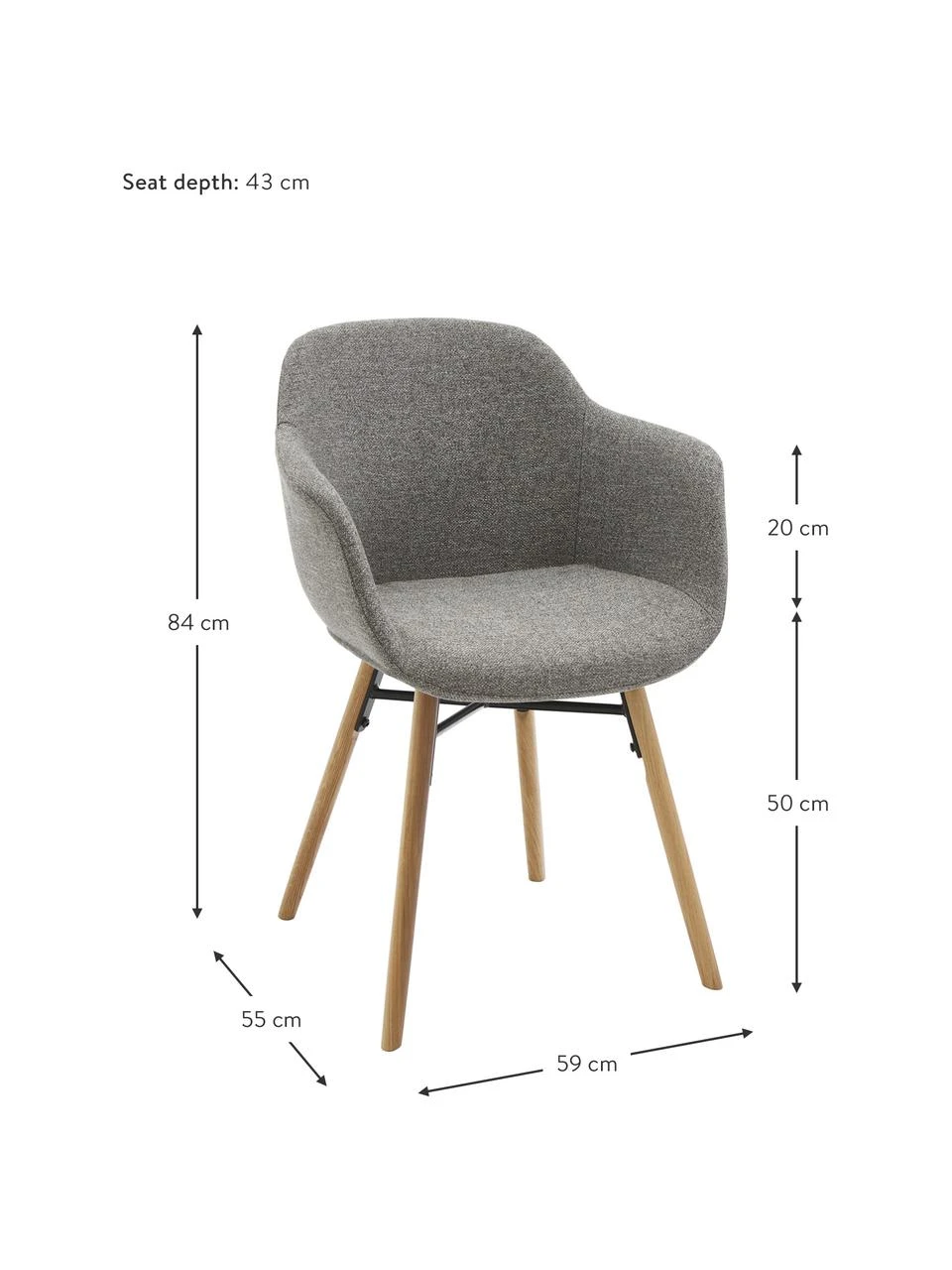 Westwing Collection Armlehnstuhl Fiji mit schmaler Sitzschale, B 59 x T 55 cm 5 Westwing Collection Armlehnstuhl Fiji mit schmaler Sitzschale, B 59 x T 55 cm – Bild 3