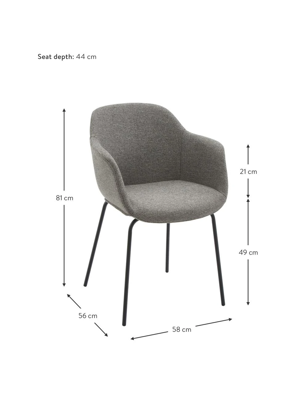 Westwing Collection Armlehnstuhl Fiji mit schmaler Sitzschale, B 58 x T 56 cm 5 Westwing Collection Armlehnstuhl Fiji mit schmaler Sitzschale, B 58 x T 56 cm – Bild 3