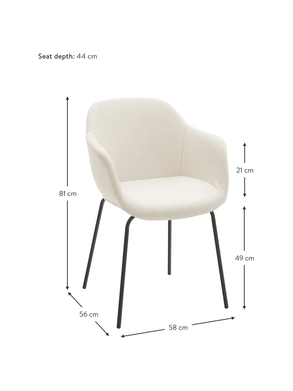 Westwing Collection Armlehnstuhl Fiji mit schmaler Sitzschale, B 58 x T 56 cm 6 Westwing Collection Armlehnstuhl Fiji mit schmaler Sitzschale, B 58 x T 56 cm – Bild 4