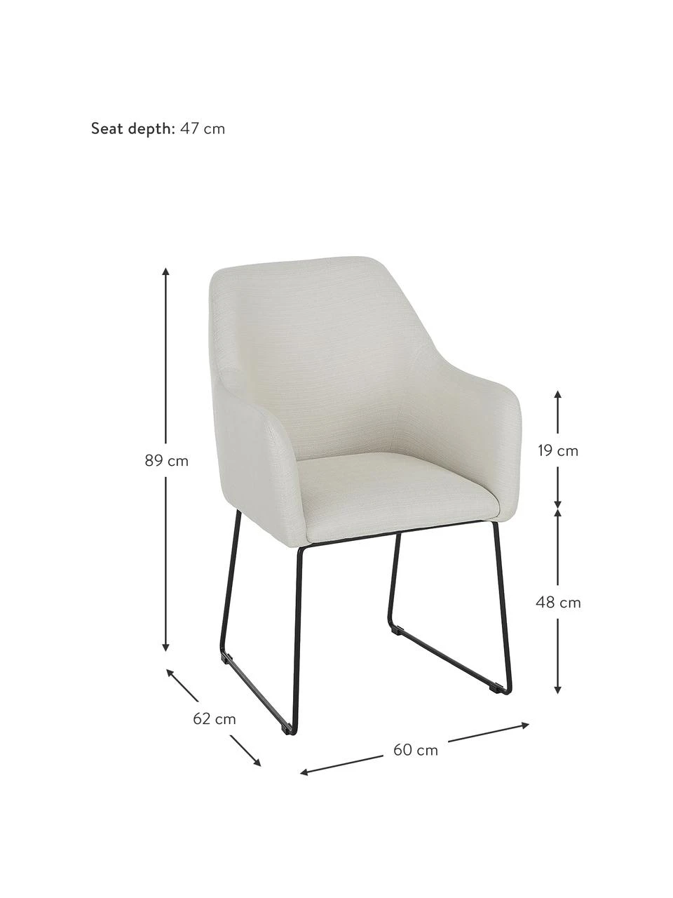 Westwing Collection Armlehnstuhl Isla in Cremeweiß, B 60 x T 62 cm 6 Westwing Collection Armlehnstuhl Isla in Cremeweiß, B 60 x T 62 cm – Bild 4