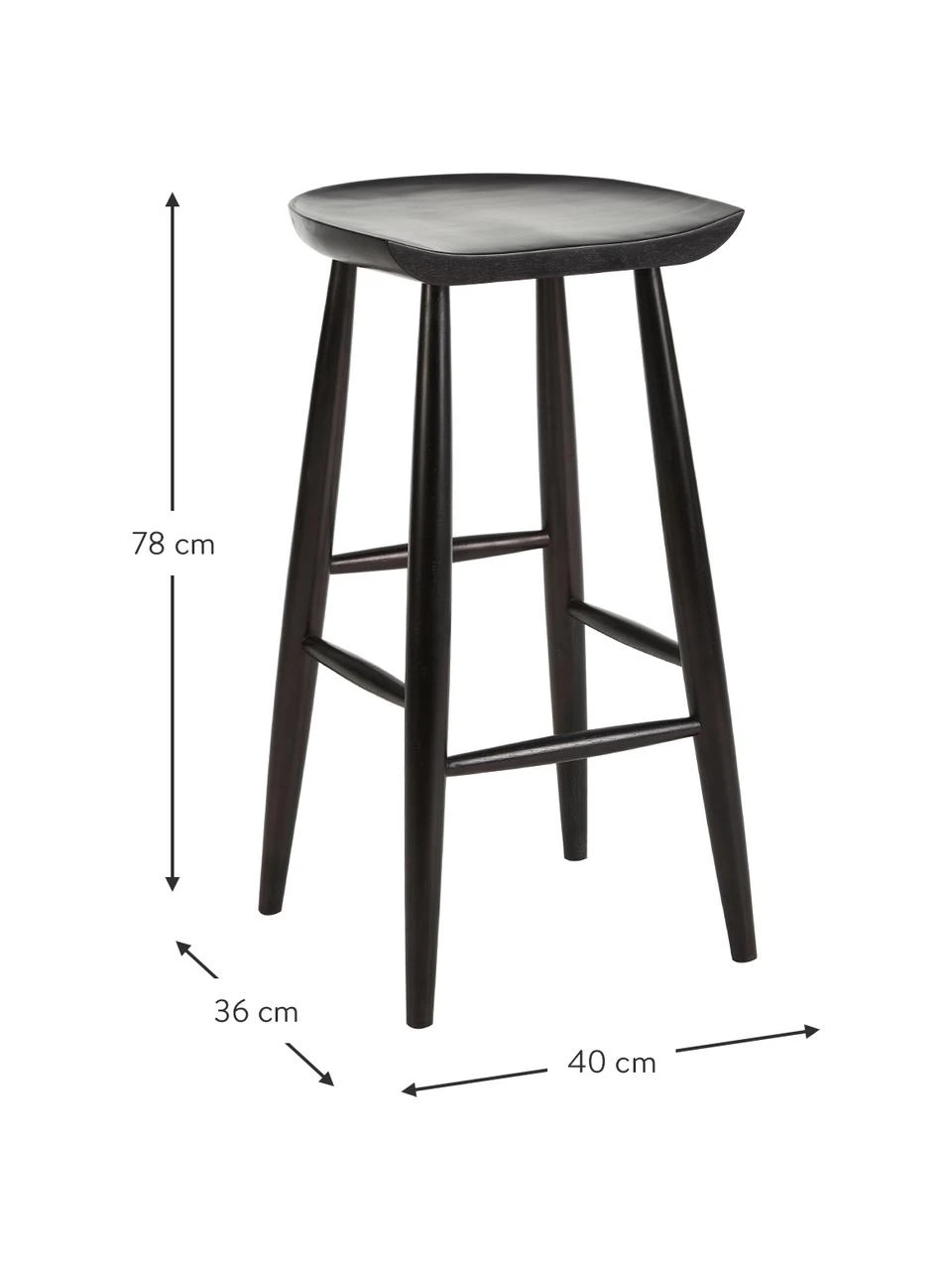 Westwing Collection Barhocker Nino aus Mangoholz in Schwarz, B 40 x H 78 cm 7 Westwing Collection Barhocker Nino aus Mangoholz in Schwarz, B 40 x H 78 cm – Bild 5