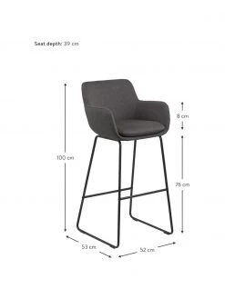 Barstühle Lisa in Grau, 2 Stück, B 52 x H 100 cm 10 Barstühle Lisa in Grau, 2 Stück, B 52 x H 100 cm -Esszimmer Verkäufe Barstuhle Lisa in Grau 2 Stuck 2
