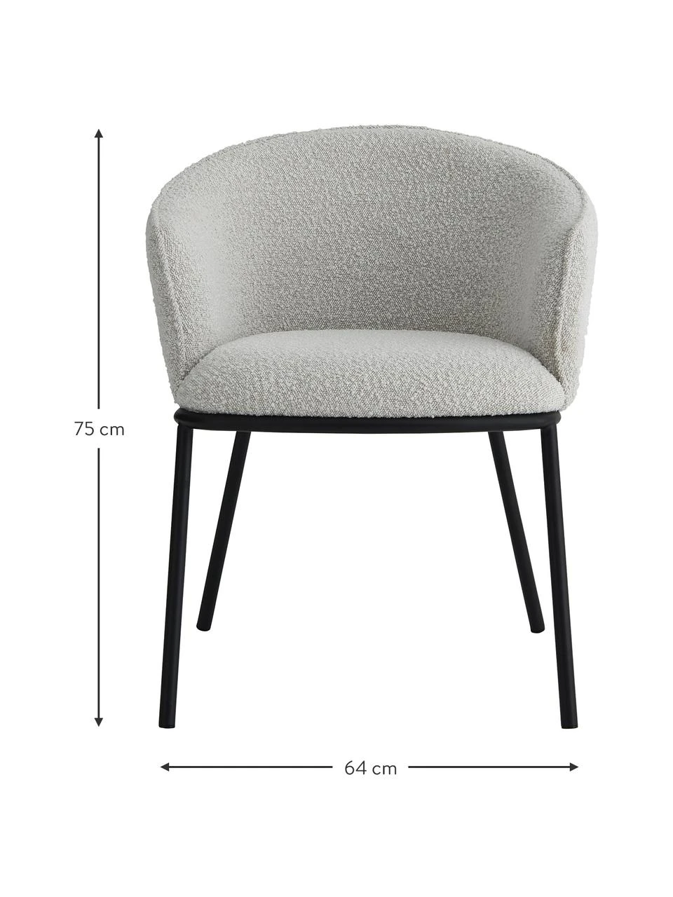 Bouclé-Armlehnstuhl Feels in Grau, B 64 x T 60 cm 7 Bouclé-Armlehnstuhl Feels in Grau, B 64 x T 60 cm – Bild 5