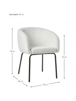 Westwing Collection Bouclé-Armlehnstühle Alani in Weiß, 2 Stück, B 58 x H 78 cm -Esszimmer Verkäufe Boucle Armlehnstuhle Alani in Weiss 2 Stuck 4