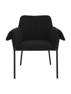 Bouclé-Armlehnstühle Effekt in Schwarz, 2 Stück, B 73 x T 54 cm -Esszimmer Verkäufe Boucle Armlehnstuhle Effekt in Schwarz 2 Stuck 3