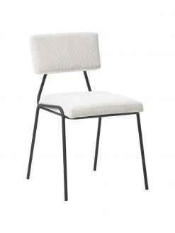 Westwing Collection Cord-Polsterstühle Mats in Weiß, 2 Stück, B 50 x H 80 cm