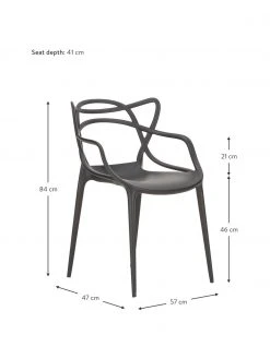 Kartell Design Armlehnstühle Masters in Schwarz, 2 Stück, B 57 x T 47 cm -Esszimmer Verkäufe Design Armlehnstuhle Masters in Schwarz 2 Stuck 3
