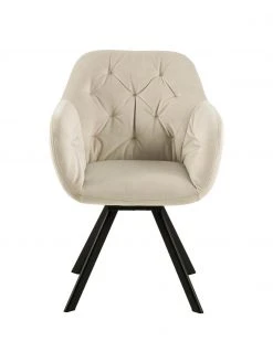 Drehbarer Samt-Armlehnstuhl Lucie in Beige, B 58 x T 62 cm -Esszimmer Verkäufe Drehbarer Samt Armlehnstuhl Lucie in Beige 4