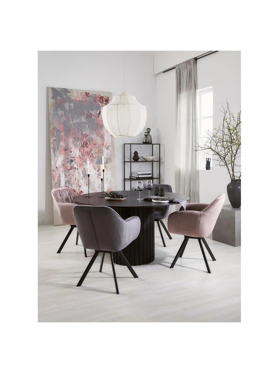 Drehbarer Samt-Armlehnstuhl Lucie in Rosa, B 58 x T 62 cm 5 Drehbarer Samt-Armlehnstuhl Lucie in Rosa, B 58 x T 62 cm – Bild 3