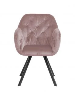 Drehbarer Samt-Armlehnstuhl Lucie in Rosa, B 58 x T 62 cm 12 Drehbarer Samt-Armlehnstuhl Lucie in Rosa, B 58 x T 62 cm -Esszimmer Verkäufe Drehbarer Samt Armlehnstuhl Lucie in Rosa 4