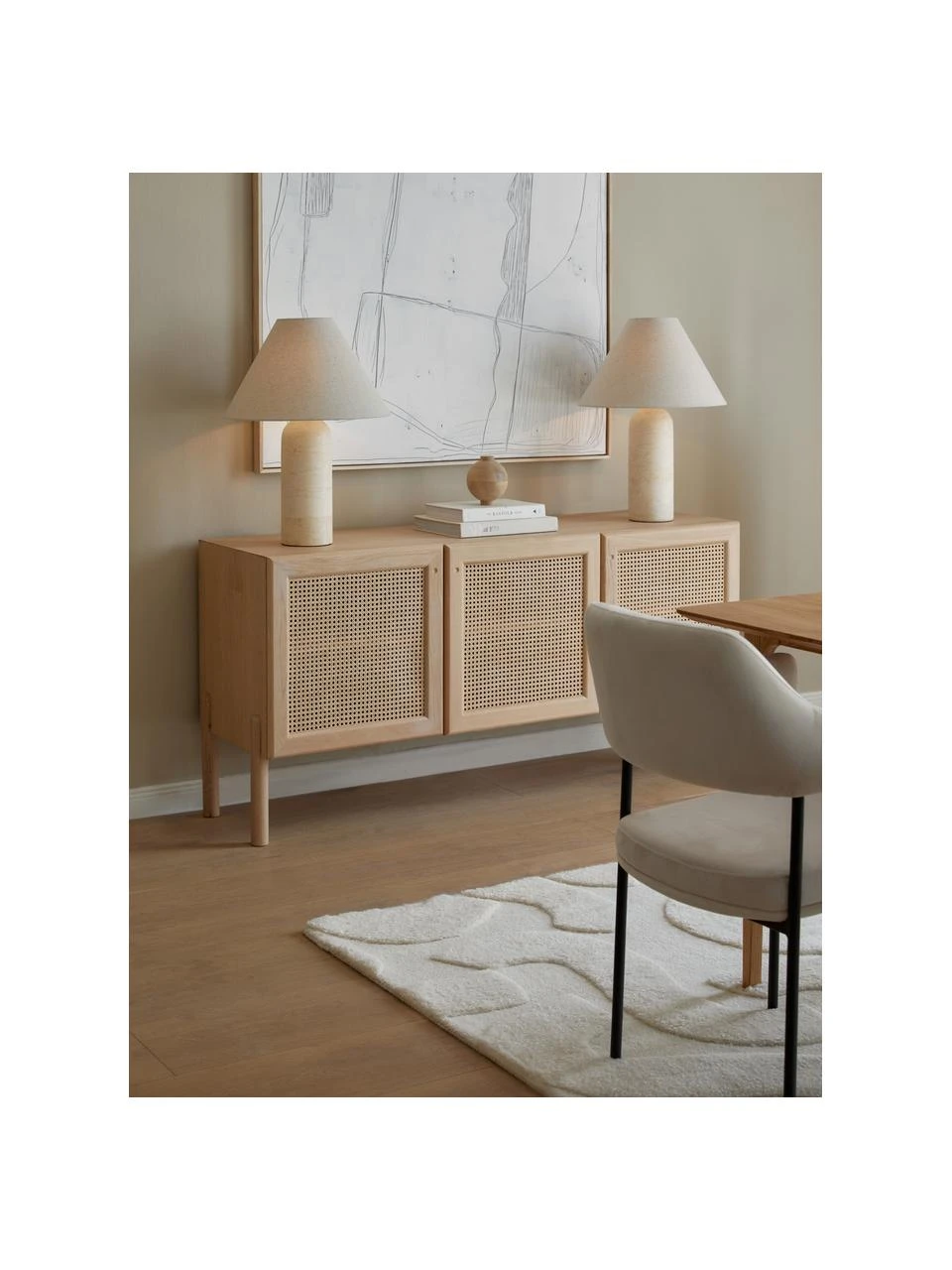 Westwing Collection Eichenholz-Sideboard Jolie mit Wiener Geflecht, B 160 x H 75 cm 4 Westwing Collection Eichenholz-Sideboard Jolie mit Wiener Geflecht, B 160 x H 75 cm – Bild 2