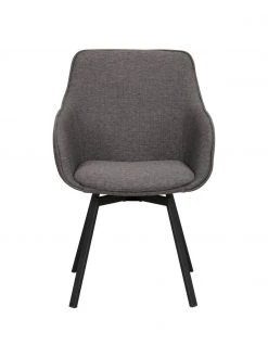 Rowico Gepolsterter Armlehndrehstuhl Alison in Grau mit Metall-Beinen, B 58 x T 59 cmNur noch wenige verfügbar -Esszimmer Verkäufe Gepolsterter Armlehndrehstuhl Alison in Grau mit Metall Beinen 3