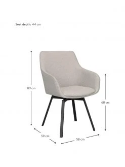 Rowico Gepolsterter Armlehndrehstuhl Alison in Greige mit Metall-Beinen, B 58 x T 59 cm -Esszimmer Verkäufe Gepolsterter Armlehndrehstuhl Alison in Greige mit Metall Beinen 2