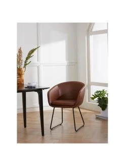 Westwing Collection Gepolsterter Armlehnstuhl Juri aus Kunstleder, B 58 x T 58 cm -Esszimmer Verkäufe Gepolsterter Armlehnstuhl Juri aus Kunstleder 2