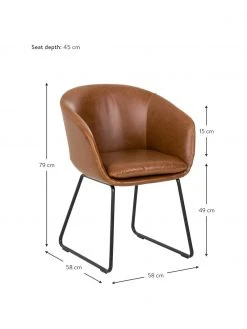 Westwing Collection Gepolsterter Armlehnstuhl Juri aus Kunstleder, B 58 x T 58 cm -Esszimmer Verkäufe Gepolsterter Armlehnstuhl Juri aus Kunstleder 3