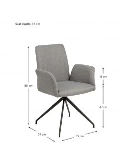 Gepolsterter Drehstuhl Naya in Grau, B 59 x T 59 cm -Esszimmer Verkäufe Gepolsterter Drehstuhl Naya in Grau 2