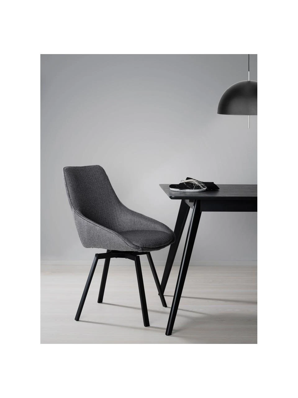 Rowico Gepolsteter Drehstuhl Alison in Dunkelgrau mit Metall-Beinen, B 51 x T 57 cm 4 Rowico Gepolsteter Drehstuhl Alison in Dunkelgrau mit Metall-Beinen, B 51 x T 57 cm – Bild 2