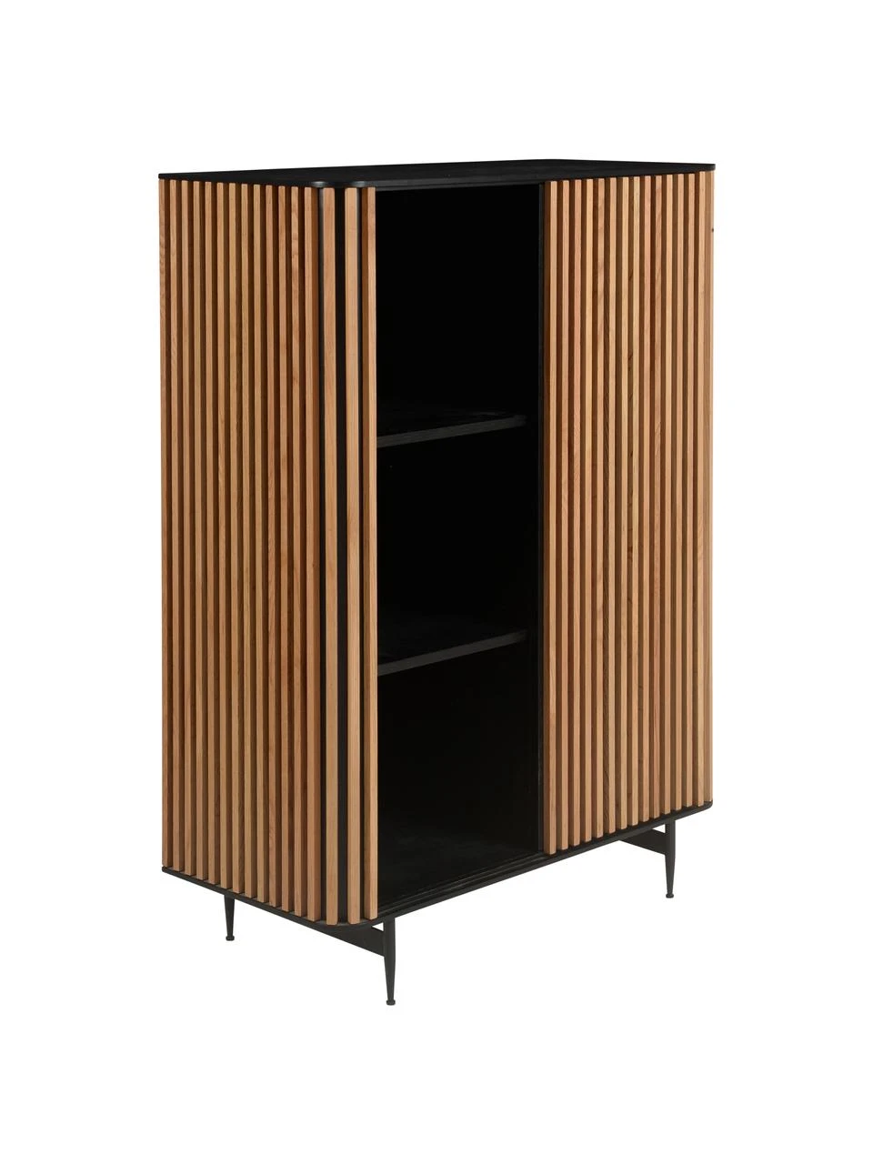 Highboard Linea mit Schiebetür und geriffelter Front, B 98 x H 135 cm 3 Highboard Linea mit Schiebetür und geriffelter Front, B 98 x H 135 cm