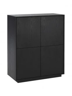 Westwing Collection Highboard Noel aus Eschenholzfurnier in Schwarz, B 100 x H 120 cm