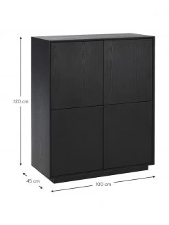Westwing Collection Highboard Noel aus Eschenholzfurnier in Schwarz, B 100 x H 120 cm 11 Westwing Collection Highboard Noel aus Eschenholzfurnier in Schwarz, B 100 x H 120 cm -Esszimmer Verkäufe Highboard Noel aus Eschenholzfurnier in Schwarz 3