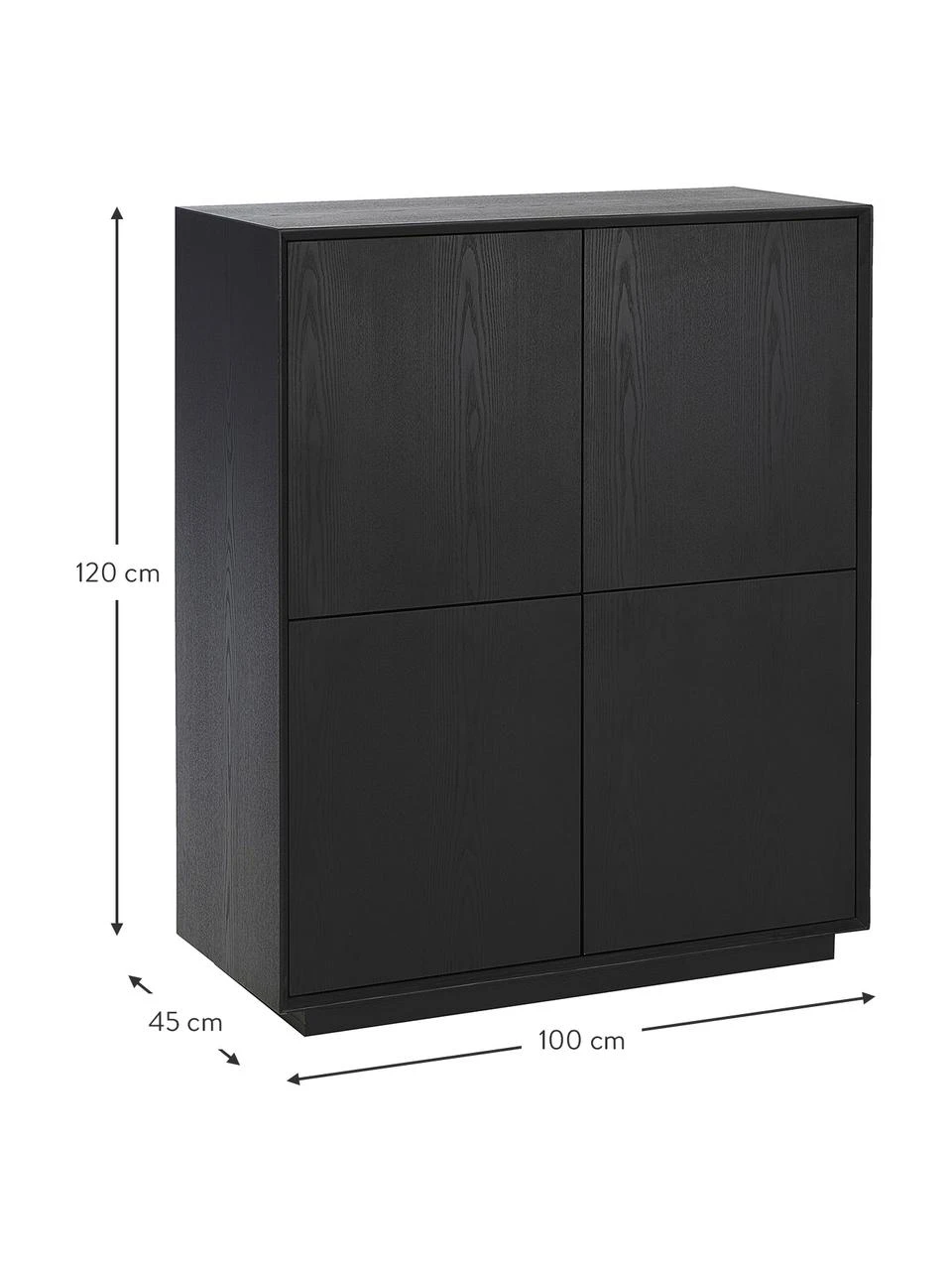 Westwing Collection Highboard Noel aus Eschenholzfurnier in Schwarz, B 100 x H 120 cm 6 Westwing Collection Highboard Noel aus Eschenholzfurnier in Schwarz, B 100 x H 120 cm – Bild 4
