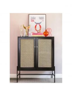 Westwing Collection Highboard Vienna mit Wiener Geflecht in Schwarz, B 100 x H 120 cm -Esszimmer Verkäufe Highboard Vienna mit Wiener Geflecht in Schwarz 1