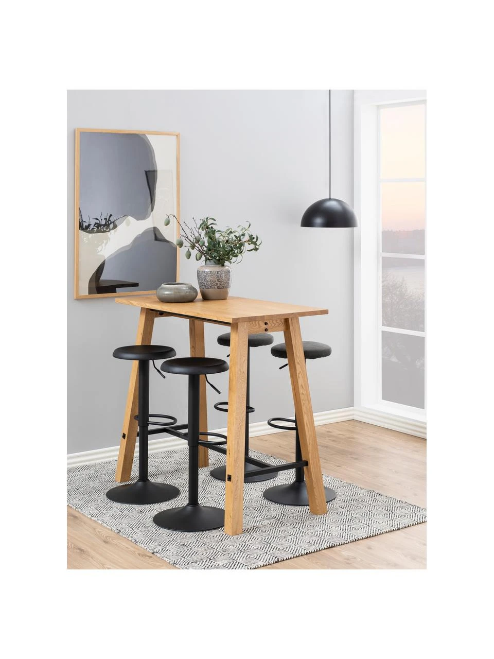 Höhenverstellbarer Barhocker Finch in Schwarz, 2 Stück, Ø 40 x H 80 cm 4 Höhenverstellbarer Barhocker Finch in Schwarz, 2 Stück, Ø 40 x H 80 cm – Bild 2