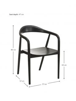 Westwing Collection Holz-Armlehnstuhl Angelina in Schwarz, B 57 x H 80 cm -Esszimmer Verkäufe Holz Armlehnstuhl Angelina in Schwarz 3