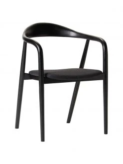 Westwing Collection Holz-Armlehnstuhl Angelina mit Sitzpolster in Schwarz, B 57 x H 80 cm