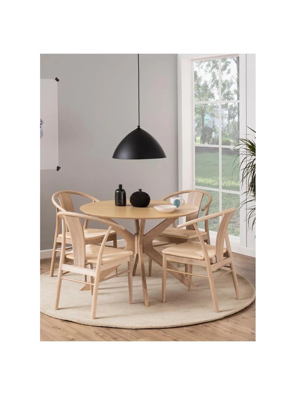 Holz-Armlehnstuhl Janik mit Binsengeflecht, B 54 x T 54 cm 4 Holz-Armlehnstuhl Janik mit Binsengeflecht, B 54 x T 54 cm – Bild 2