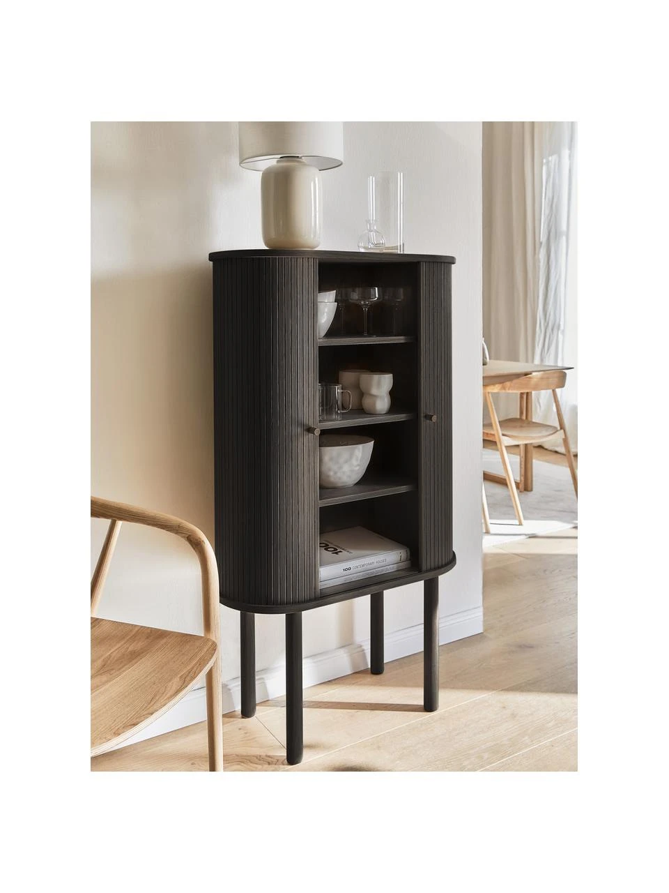 Westwing Collection Holz-Highboard Calary mit geriffelter Front, B 75 x H 130 cm 4 Westwing Collection Holz-Highboard Calary mit geriffelter Front, B 75 x H 130 cm – Bild 2