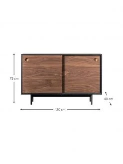 Holz-Sideboard Barbican mit 2 Schiebetüren, B 120 x H 75 cmNur noch 1 Artikel verfügbar -Esszimmer Verkäufe Holz Sideboard Barbican mit 2 Schiebeturen 2