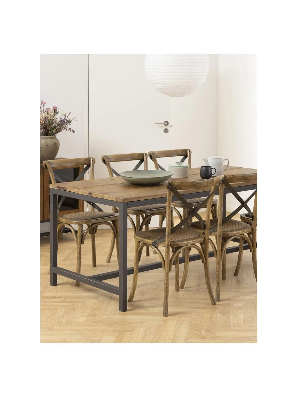 Holzstuhl Vintage mit Rattan-Sitzfläche, B 49 x T 55 cm 4 Holzstuhl Vintage mit Rattan-Sitzfläche, B 49 x T 55 cm – Bild 2