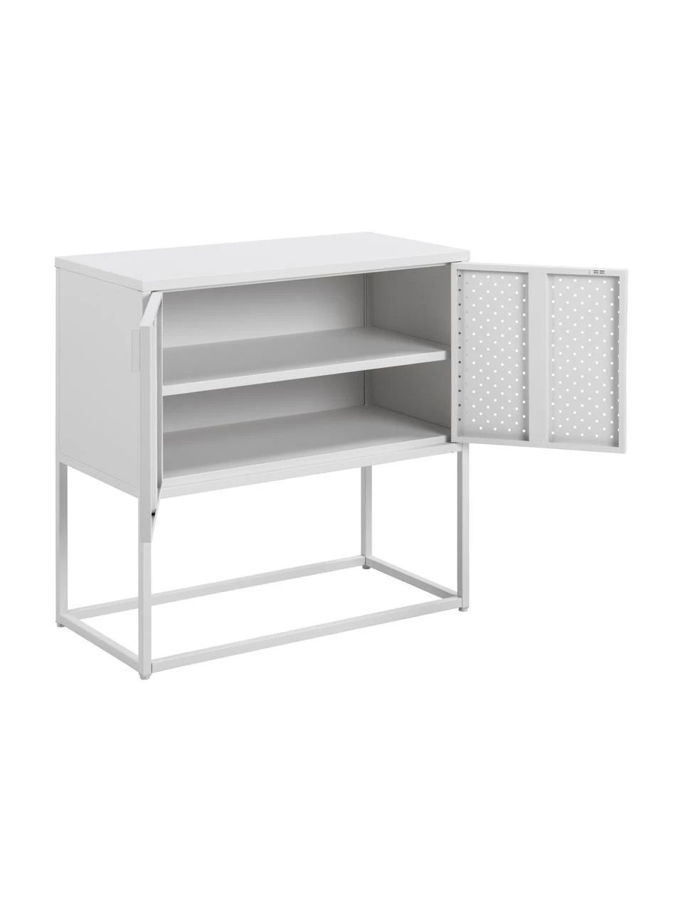 Westwing Collection Kleines Metall-Sideboard Neptun mit Türen in Weiß, B 82 x H 80 cm 8 Westwing Collection Kleines Metall-Sideboard Neptun mit Türen in Weiß, B 82 x H 80 cm – Bild 6