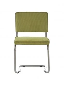 Zuiver Kordsamt-Freischwinger Kink in Olive, B 48 x T 48 cm -Esszimmer Verkäufe Kordsamt Freischwinger Kink in Olive 3