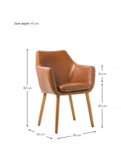 Kunstleder-Armlehnstuhl Nora mit Holzbeine, B 56 x T 55 cm -Esszimmer Verkäufe Kunstleder Armlehnstuhl Nora mit Holzbeine 2