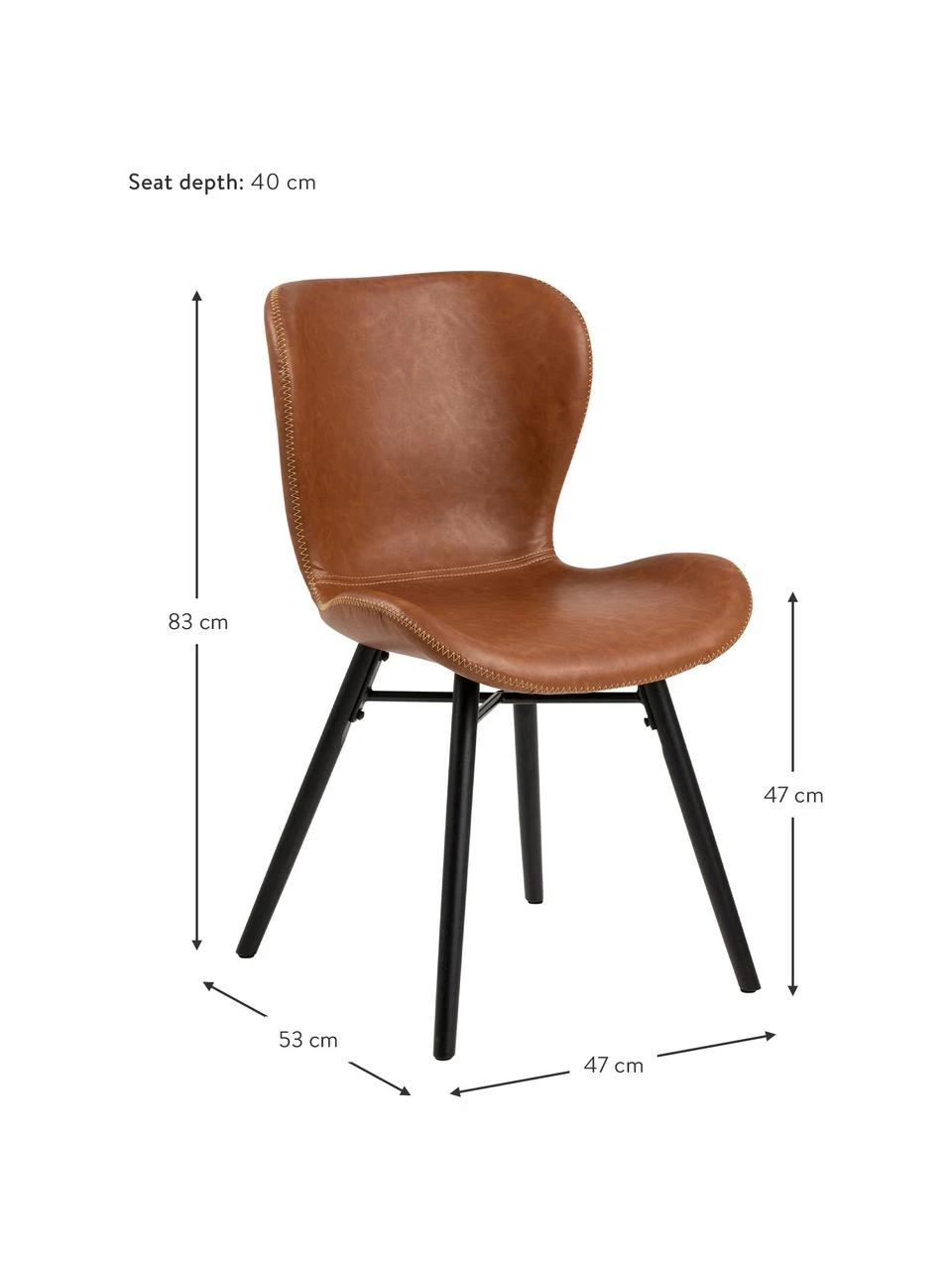 Kunstleder-Polsterstühle Batilda in Cognac, 2 Stück, B 47 x T 53 cm 5 Kunstleder-Polsterstühle Batilda in Cognac, 2 Stück, B 47 x T 53 cm – Bild 3