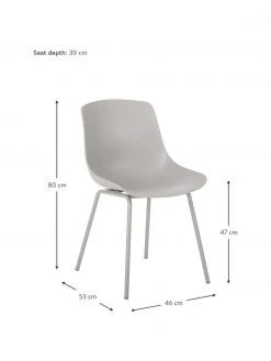 Westwing Collection Kunststoffstühle Dave mit Metallbeinen in Taupe, 2 Stück, B 46 x T 53 cm -Esszimmer Verkäufe Kunststoffstuhle Dave mit Metallbeinen in Taupe 2 Stuck 2