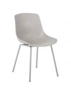 Westwing Collection Kunststoffstühle Dave mit Metallbeinen in Taupe, 2 Stück, B 46 x T 53 cm