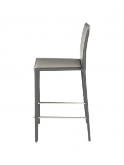 Leder-Thekenstühle Boréalys in Grau, 2 Stück, B 44 x H 98 cm -Esszimmer Verkäufe Leder Thekenstuhle Borealys in Grau 2 Stuck 3