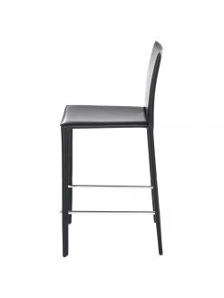 Leder-Thekenstühle Boréalys in Schwarz, 2 Stück, B 44 x H 98 cm -Esszimmer Verkäufe Leder Thekenstuhle Borealys in Schwarz 2 Stuck 3