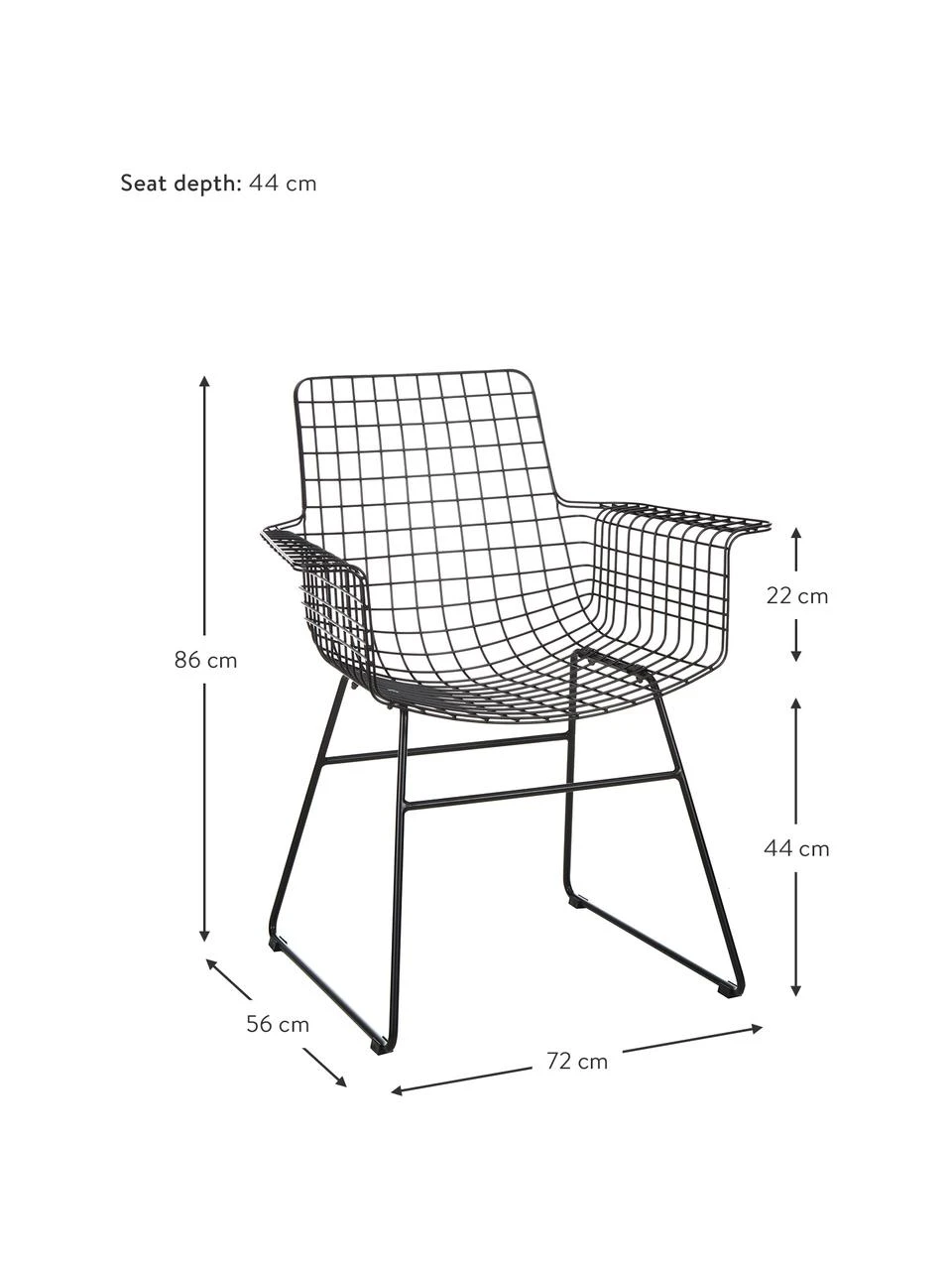 HKliving Metall-Armlehnstuhl Wire in Schwarz, B 72 x T 56 cm 5 HKliving Metall-Armlehnstuhl Wire in Schwarz, B 72 x T 56 cm – Bild 3