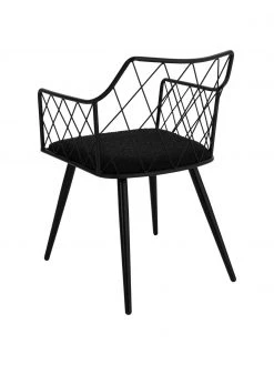 Metall-Armlehnstühle Heidie in Schwarz mit Bouclé-Sitzkissen, 2 Stück, B 53 x T 56 cm 12 Metall-Armlehnstühle Heidie in Schwarz mit Bouclé-Sitzkissen, 2 Stück, B 53 x T 56 cm -Esszimmer Verkäufe Metall Armlehnstuhle Heidie in Schwarz mit Boucle Sitzkissen 2 Stuck 4