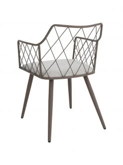 Metall-Armlehnstühle Heidie in Taupe mit Bouclé-Sitzkissen, 2 Stück, B 53 x T 56 cm -Esszimmer Verkäufe Metall Armlehnstuhle Heidie in Taupe mit Boucle Sitzkissen 2 Stuck 5