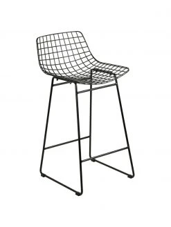 HKliving Metall-Thekenstuhl Wire in Schwarz, B 47 x H 89 cm
