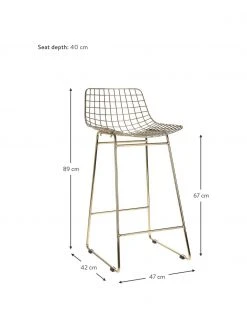 HKliving Metall-Thekenstühle Wire in Gold, 2 Stück, B 47 x H 89 cm -Esszimmer Verkäufe Metall Thekenstuhle Wire in Gold 2 Stuck 2
