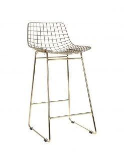 HKliving Metall-Thekenstühle Wire in Gold, 2 Stück, B 47 x H 89 cm