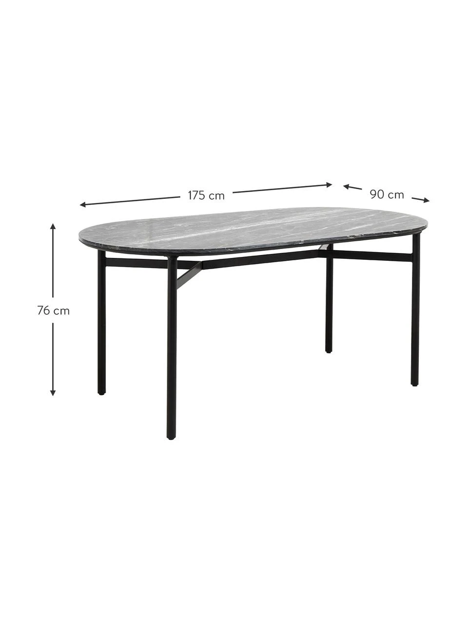 Nordal Ovaler Esstisch Taupo mit Marmoroptik, 175 x 90 cm, B 175 x T 90 cm 6 Nordal Ovaler Esstisch Taupo mit Marmoroptik, 175 x 90 cm, B 175 x T 90 cm – Bild 4
